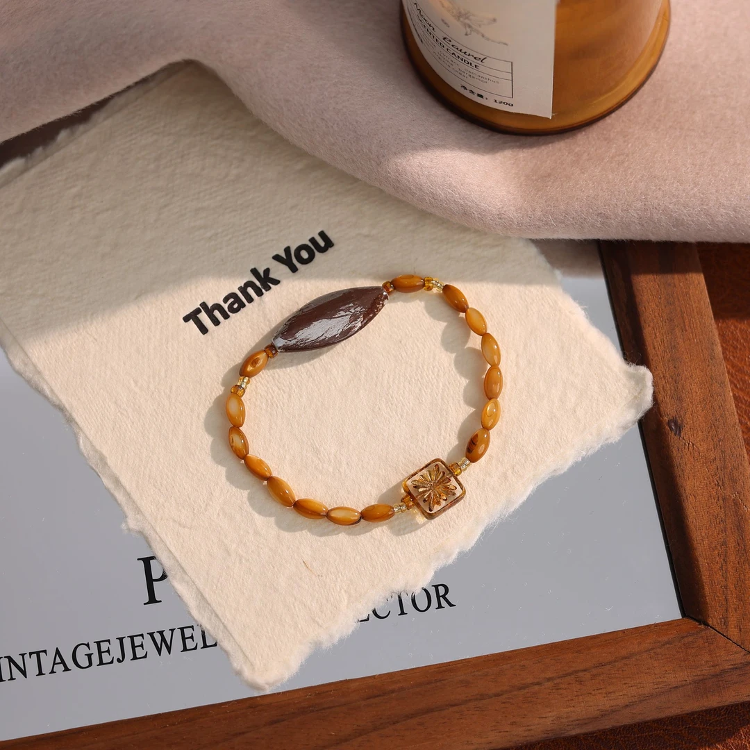 非金属亚克力手链 S0003《山橘》复古设计款简约时尚弹力手链