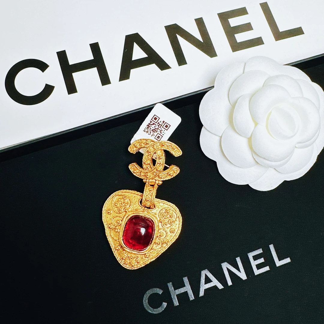 95新 Chanel/香奈儿 柚礼中古/香奈儿葡萄藤红琉璃胸针LZ410808