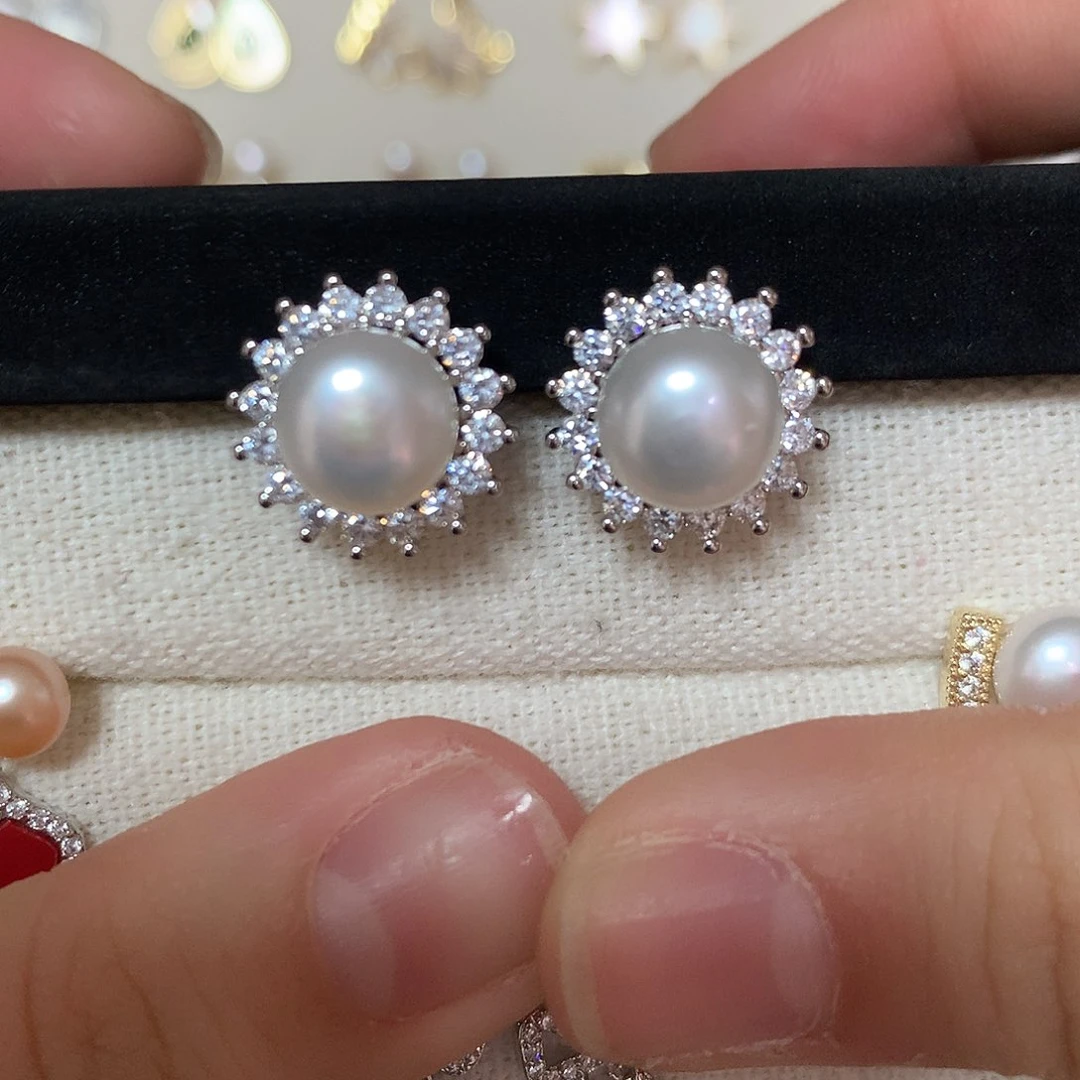 淡水珍珠耳饰合金