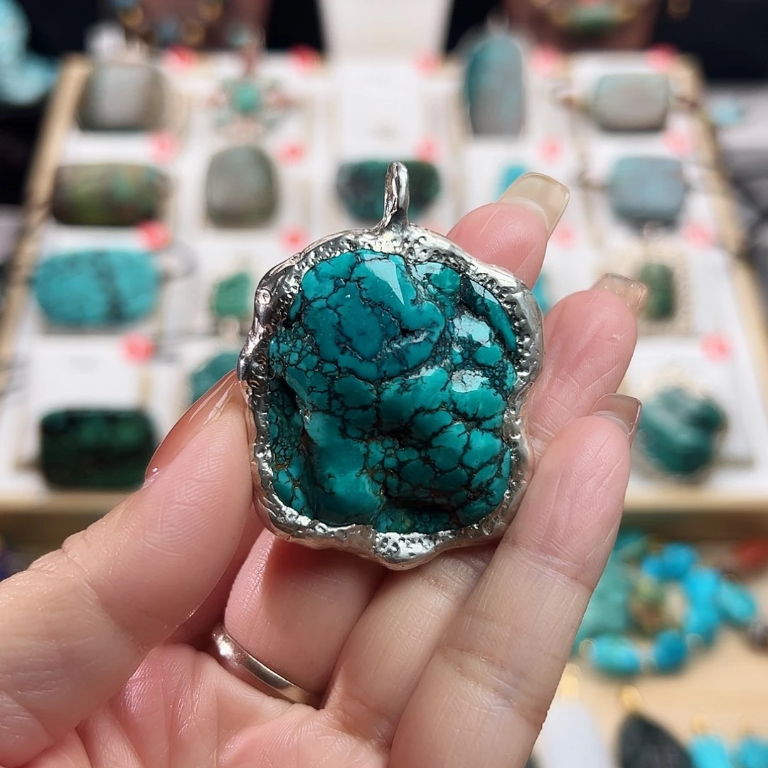 绿松石银S925镶嵌颈饰