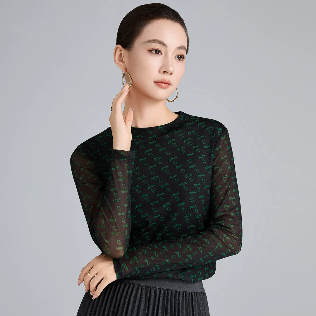 【达人专享】秋季气质网纱女式打底衫GC962657
