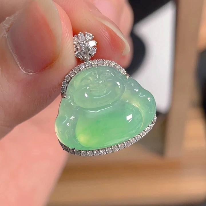 翡翠18K金镶嵌吊坠(不含链)