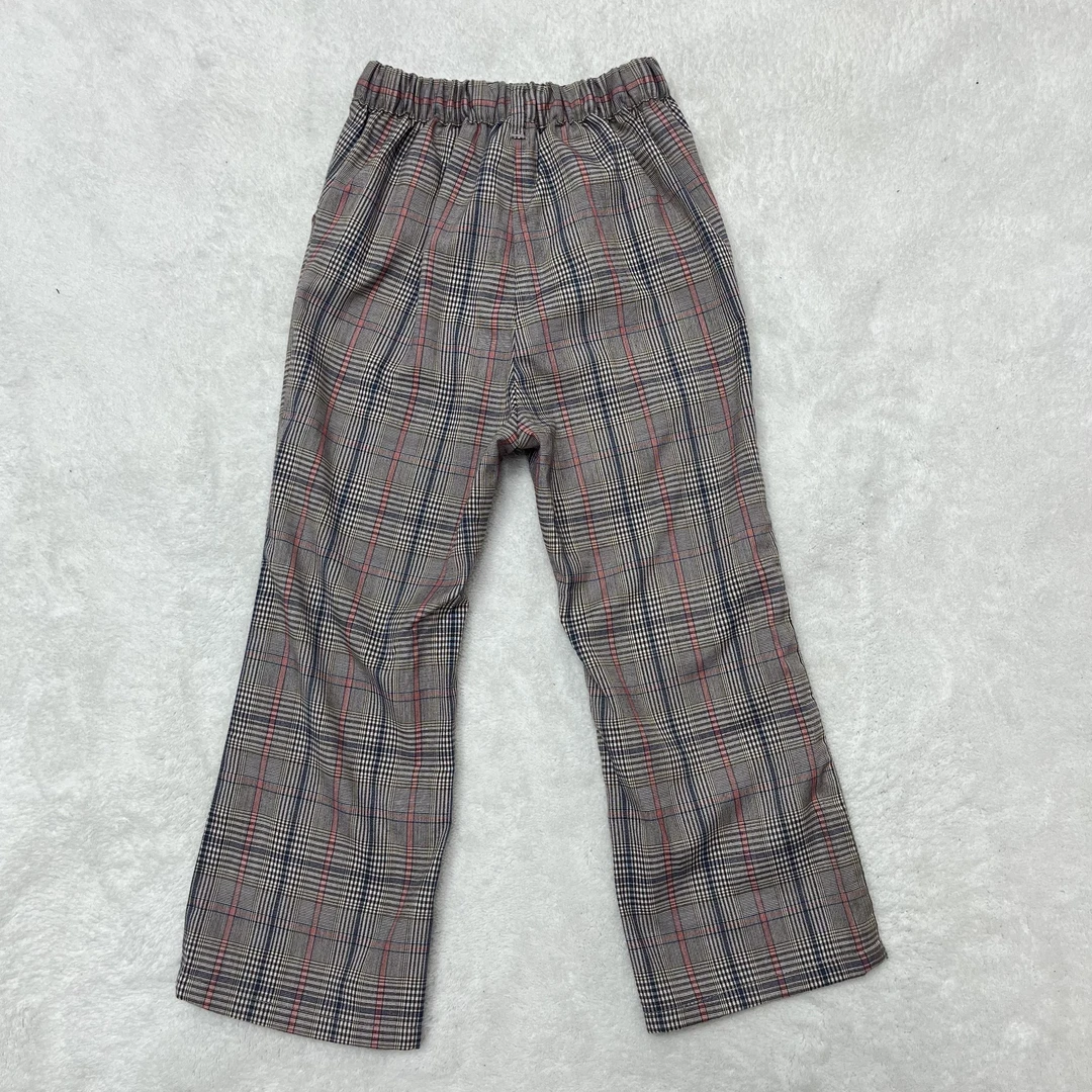 美家春季女童格子休闲百搭直筒针织长裤A3033童装裤子