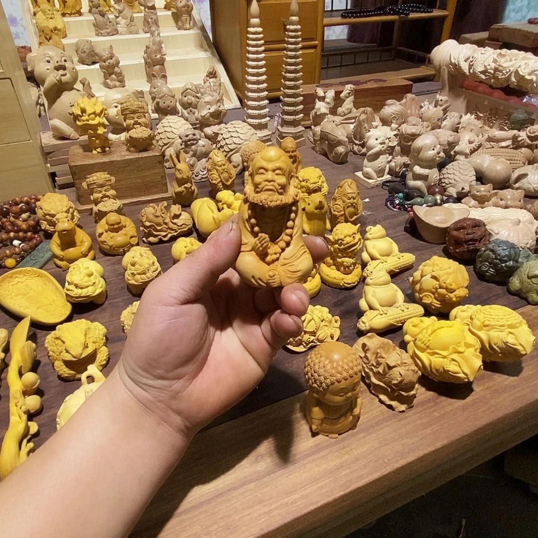 黄杨木达摩祖师手把件