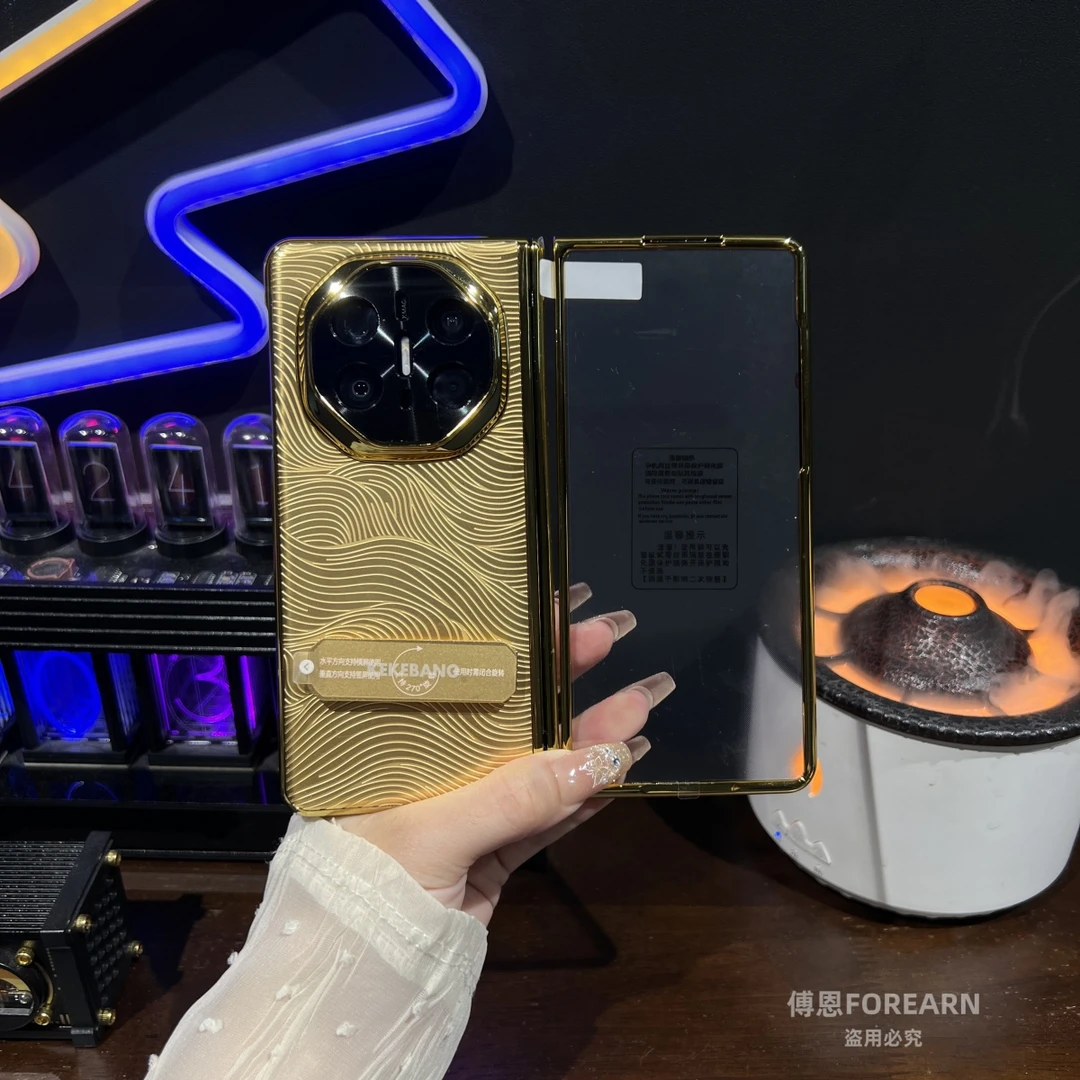 适用于真24K镀金华为matex6手机壳高端matex5保护套matext三折叠
