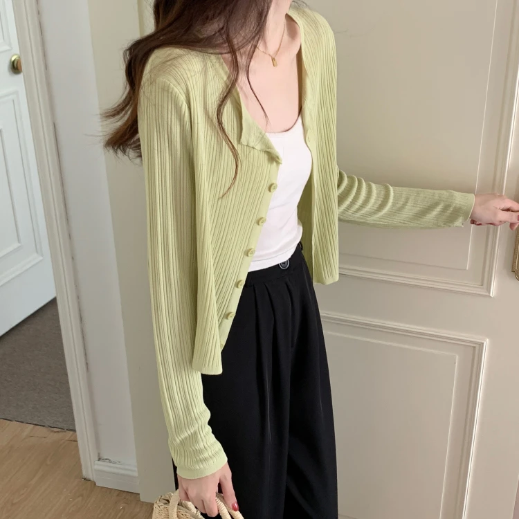 大码女装冰丝空调衫韩版宽松显瘦针织薄款外套