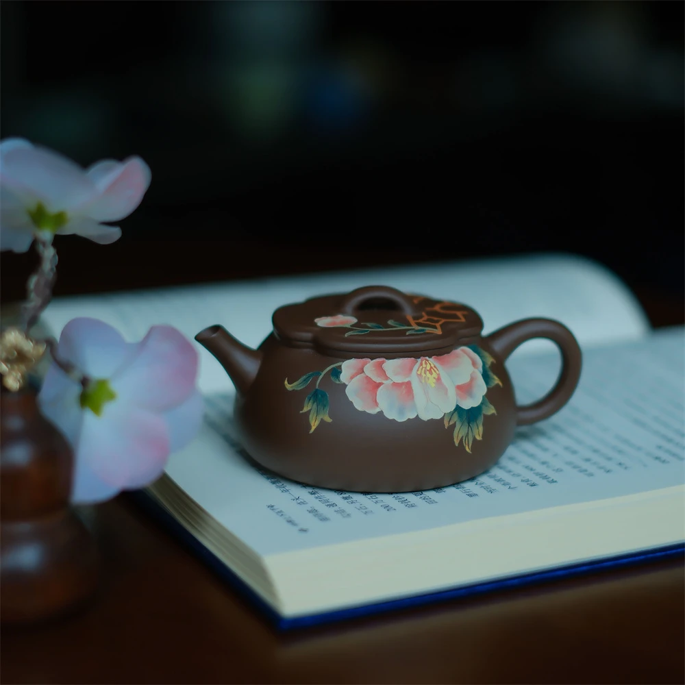 大碗茶器 【海棠牡丹】薄胎紫砂壶宜兴中式泡茶壶手制容量茶壶150cc