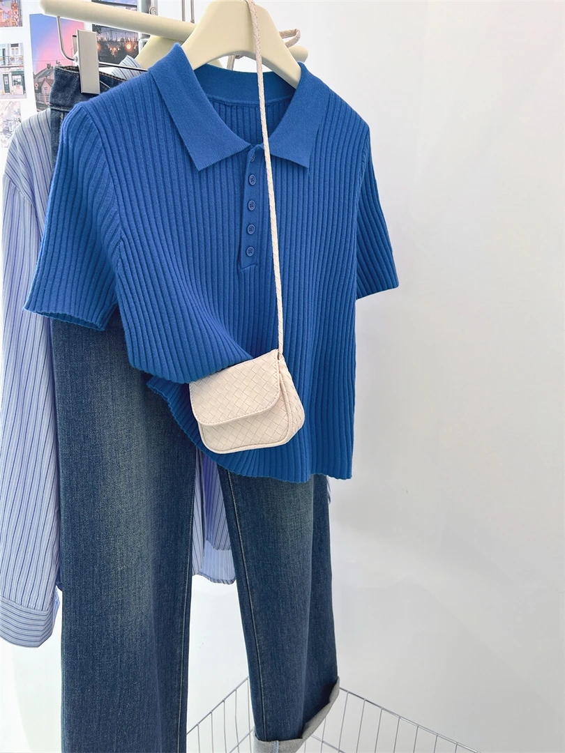 复古老钱风设计感polo衫短袖T恤女2025夏季新款小众百搭舒适上衣