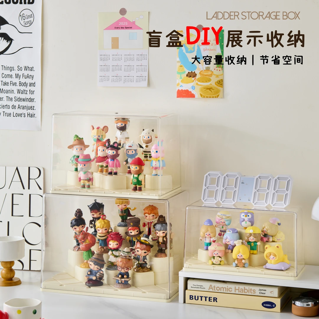 RMAX盲盒收纳展示架塑料泡泡玛特labubu收纳手办透明拉布布展示盒