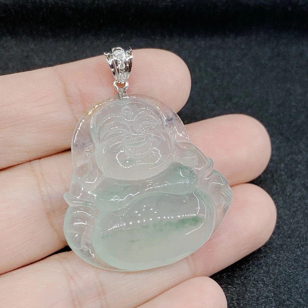 7姐专场/翡翠 冰种弥勒佛吊坠30.7*30*7.8mm
