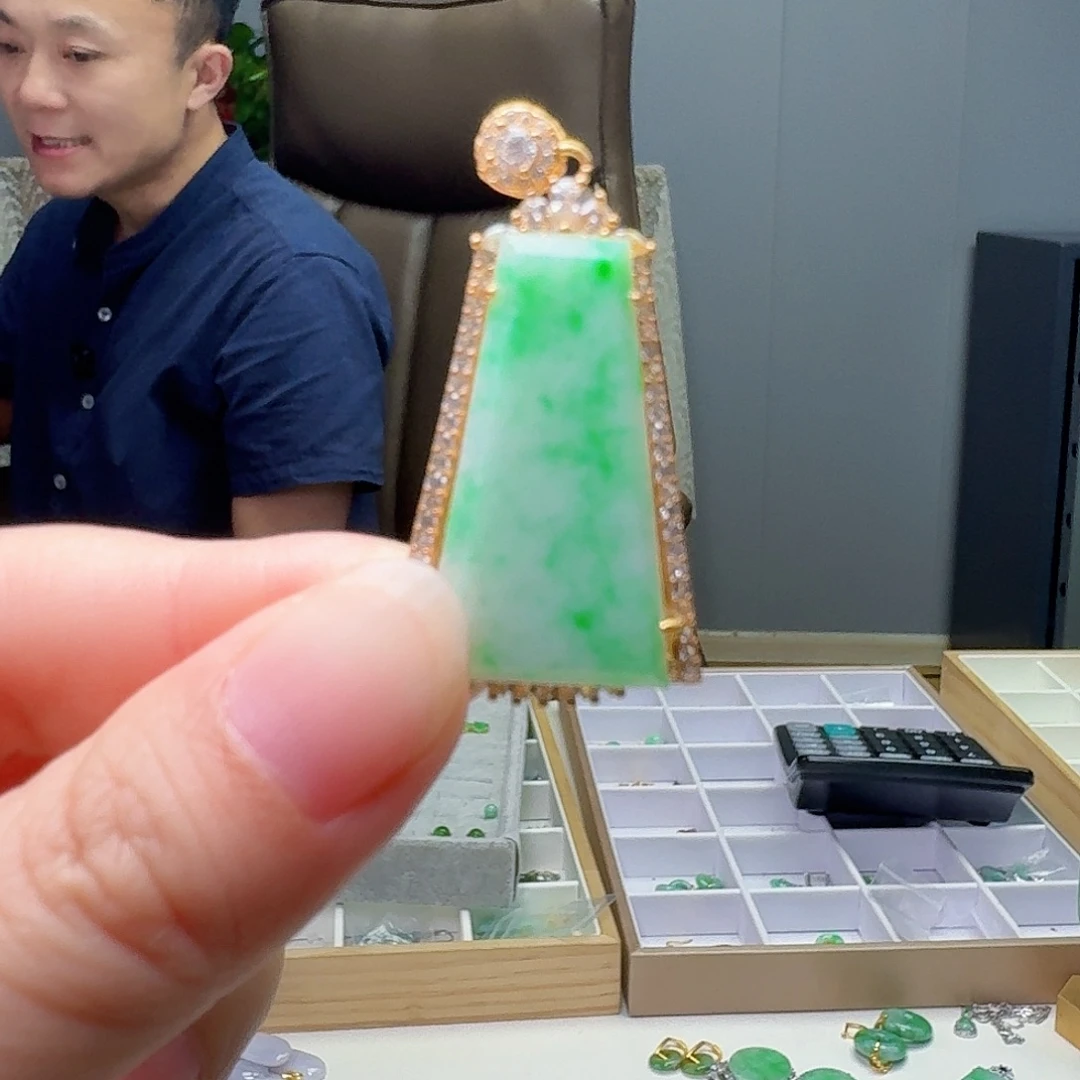 吊坠(不含链)银S925镶嵌翡翠天然