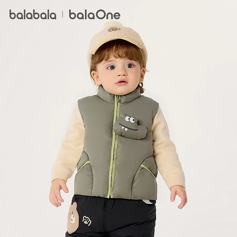 巴拉巴拉balaOne儿童羽绒马甲女童男童外套上衣新款童装2025秋冬