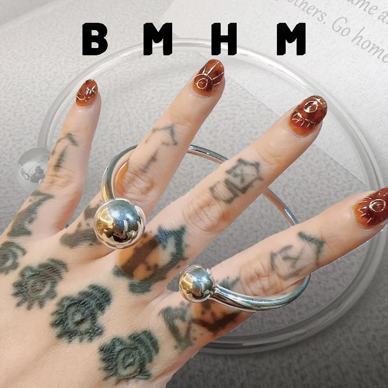 BMHM 铜合金手镯 手工时尚百搭宝宝情侣简约实心光面可爱复古