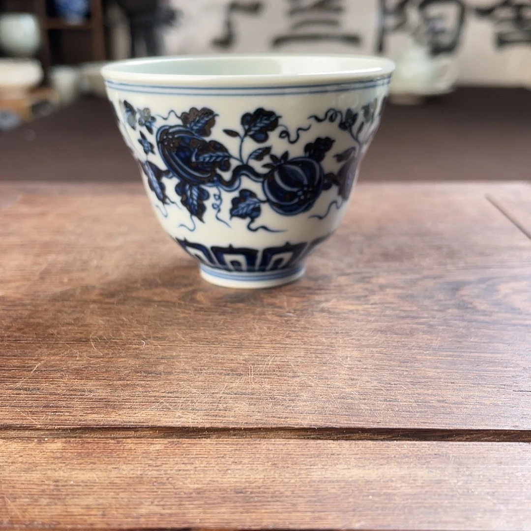 青花瓜瓞绵绵葫芦杯