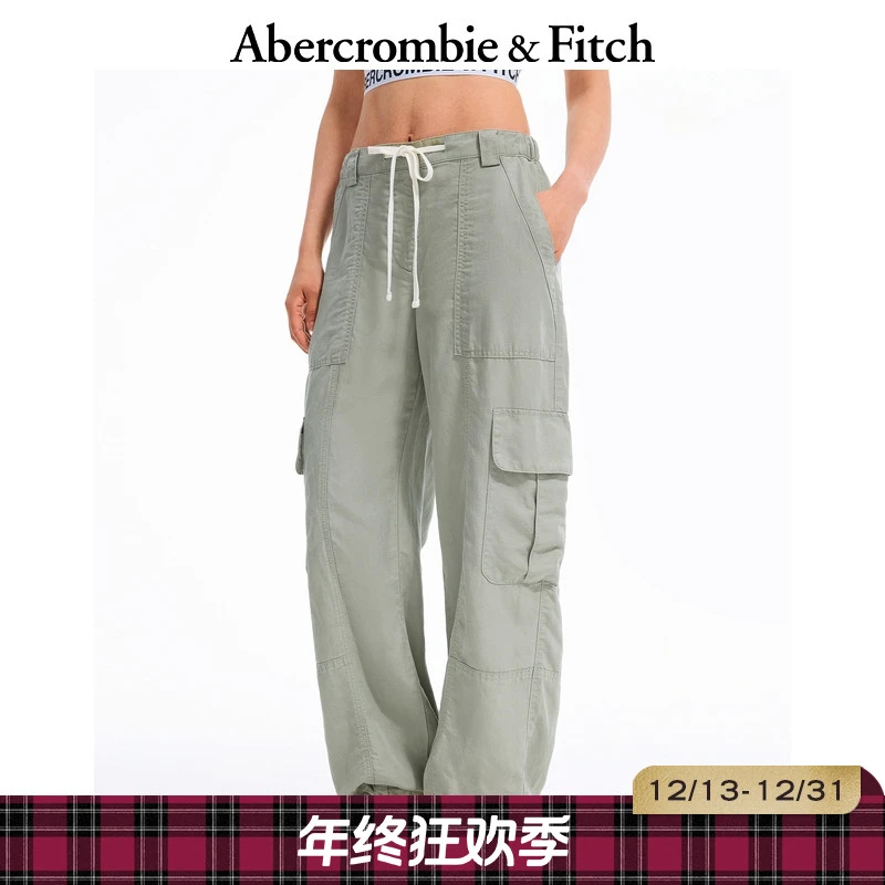 AF美式baggy运动休闲风松紧腰工装裤长裤25夏季女装156-5356