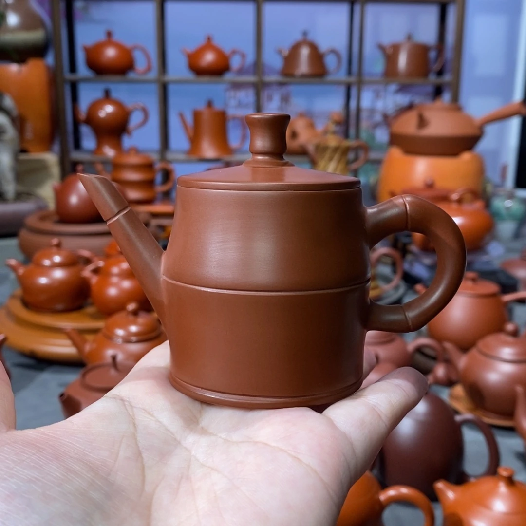 紫砂茶壶章淑煌朱泥竹韵壶90c