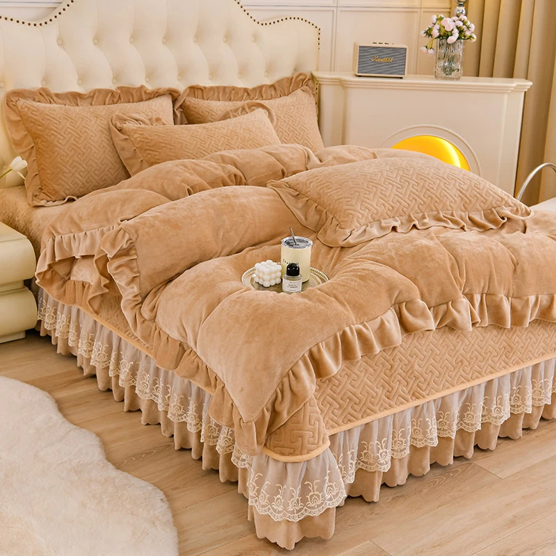 11斤床盖秋冬加厚保暖牛奶绒四件套被套床单家用床上用品南通家纺