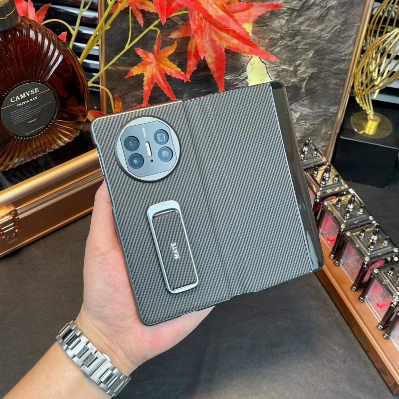 适用华为MateX6/X5/X3典藏版折叠屏手机壳碳纤维纹免翻盖接听皮套