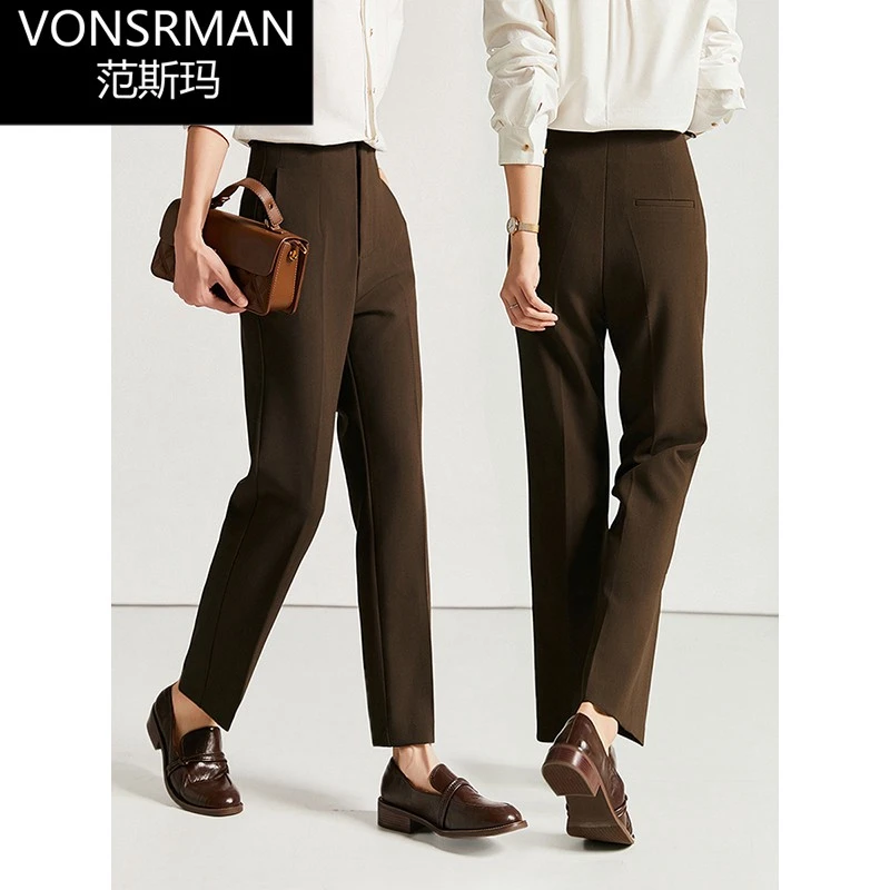 VONSRMAN 春秋宽松西裤精工品质之选通勤锥型西装裤窄版直筒裤女