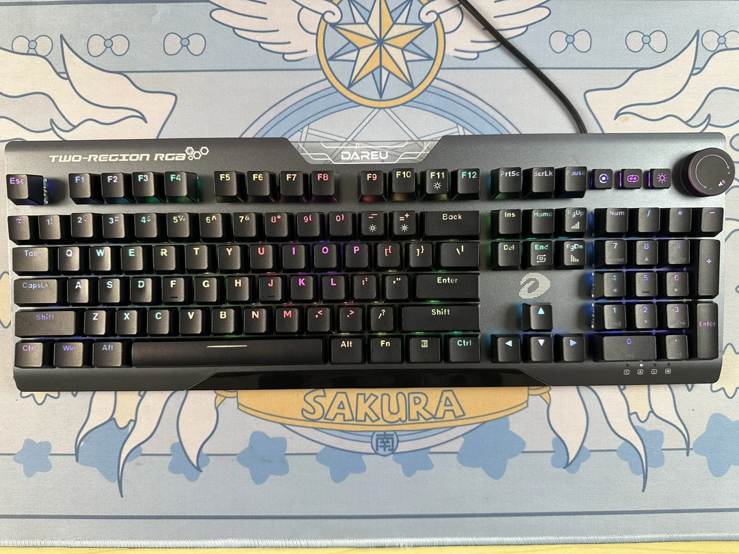 95新 达尔优 CK566红外光轴104键机械键盘防水防尘可拔插设计无冲