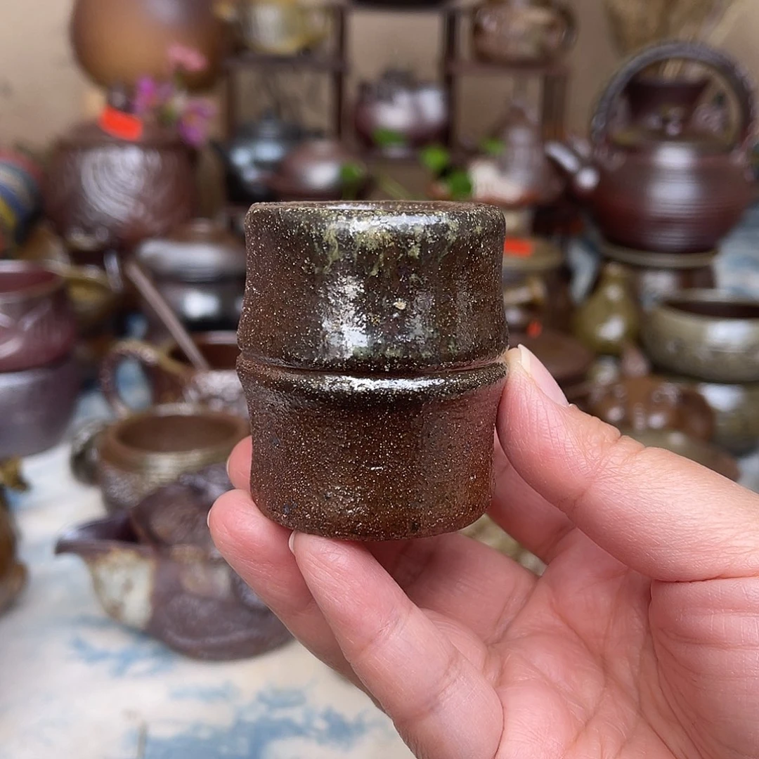 高温柴烧竹节盖置