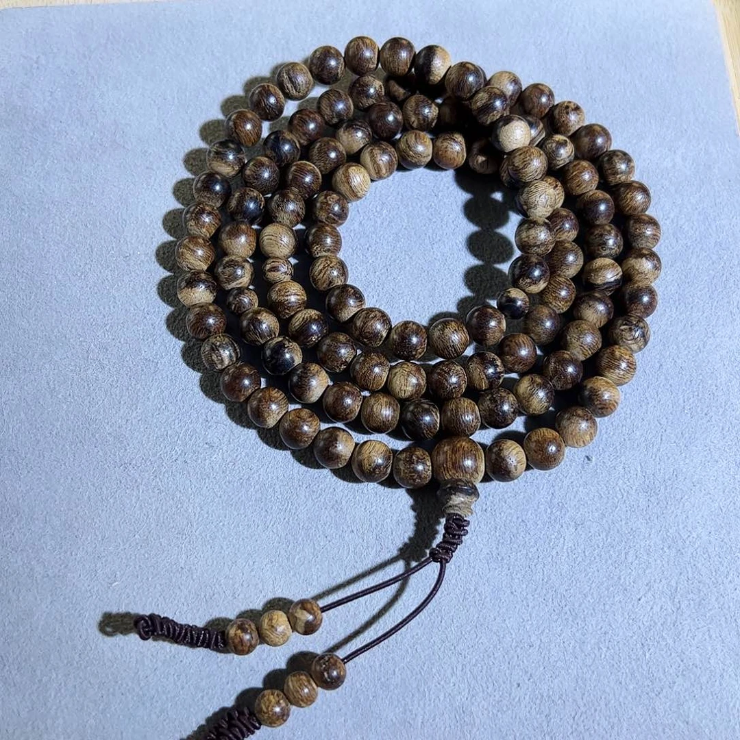 沉香手串天然达拉干虎斑老料0.7多圈 9分 奶香蜜甜凉