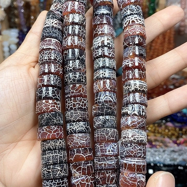 玛瑙/玉髓未镶嵌珠宝半成品风化玛瑙剁珠卡14mm一条