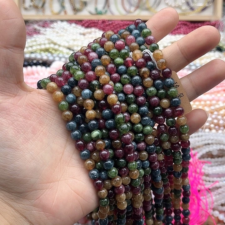 玛瑙/玉髓珠宝半成品未镶嵌一条6mm左右碧玺