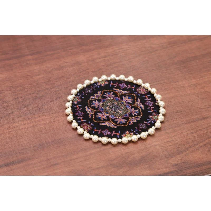 C119 宝相 织锦缎 手工茶席杯垫 圆形轻奢茶席茶壶垫 茶道配件