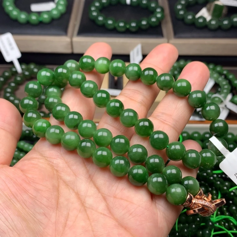 【闪购商品】和田玉（碧玉）未镶嵌颈饰辣绿10m m