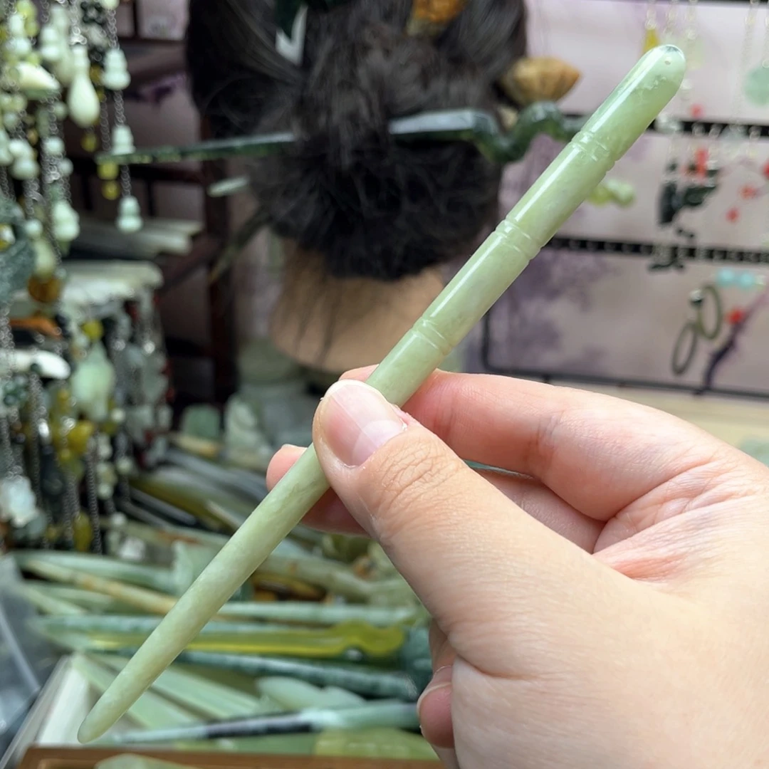 岫玉未镶嵌发饰长度18厘米左右