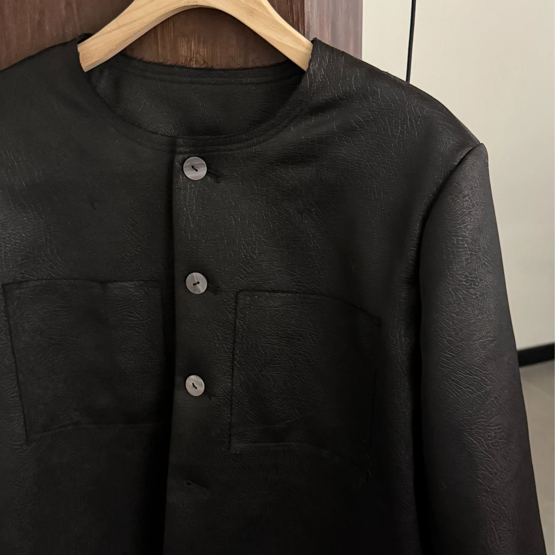 JIUJIU【浅画云澜】通勤百搭简约圆领纯色短外套上衣女