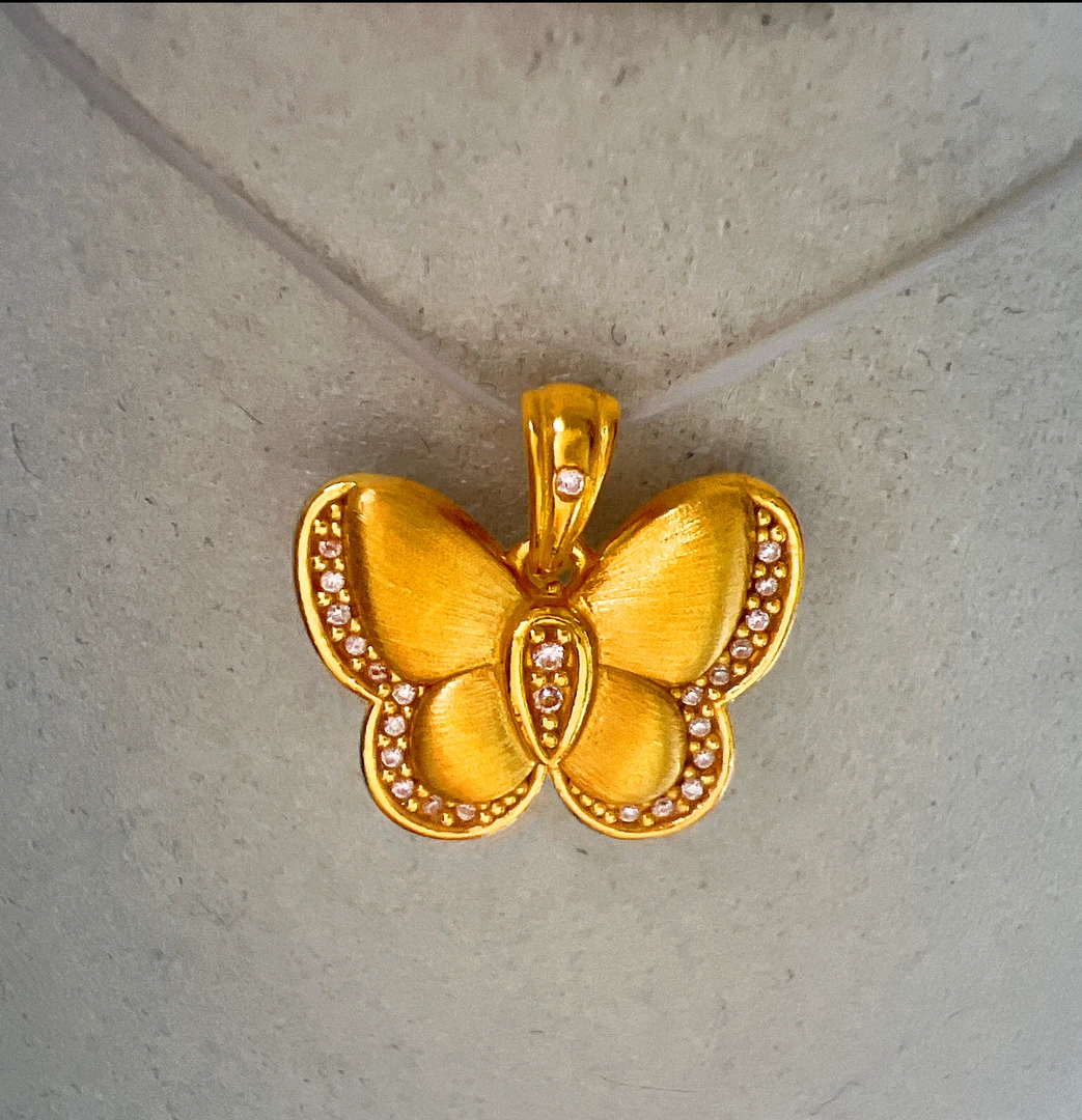 5D足金999 镶嵌金熠蝴蝶吊坠 附加188