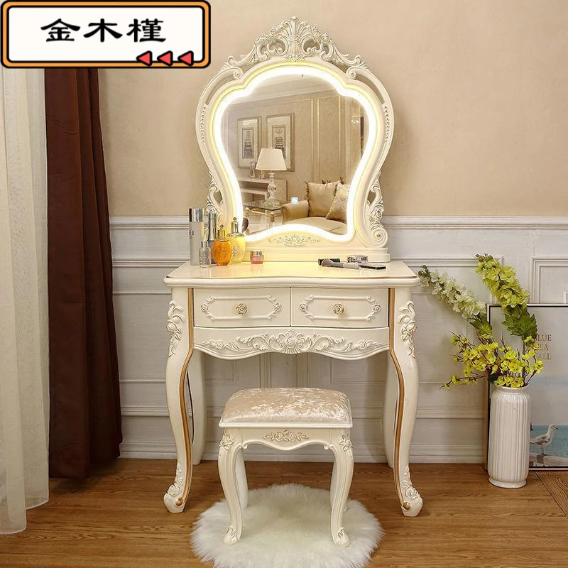 欧式梳妆台卧室化妆桌网红ins多功能公主梳妆桌小户型田园化妆台