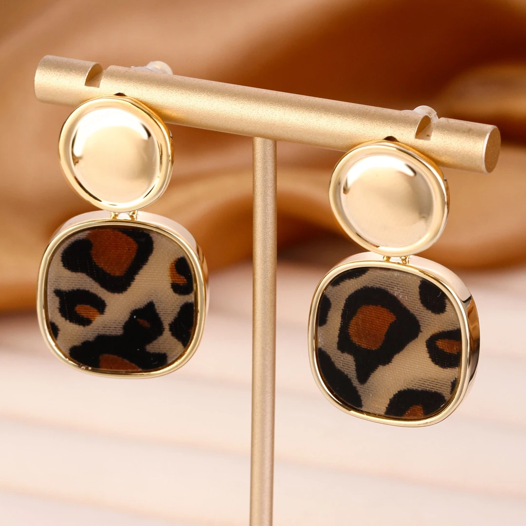 【KEFAN珂梵】秋冬几何豹纹轻奢风耳钉百搭韩版港风耳饰