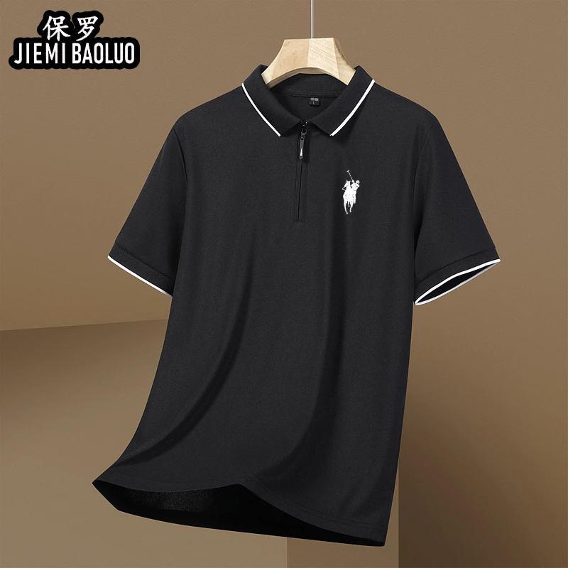 颉弥保罗夏季男士POLO衫短袖T恤翻领冰丝速干透气商务大码上衣服