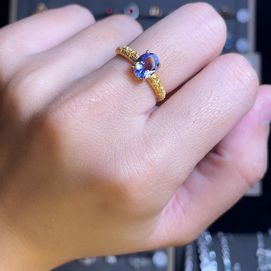 戒指坦桑石银S925镶嵌