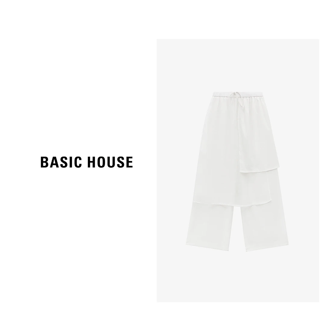 Basic House/百家好夏季垂感阔腿裤高腰休闲百搭长裤-B0625B5DGT2