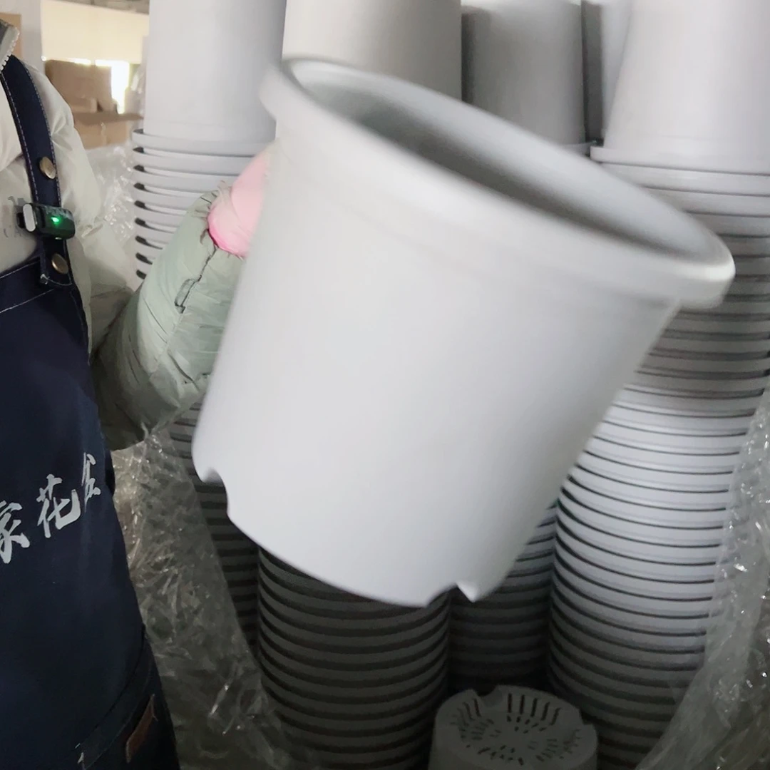 树脂四季盆5#灰白色6个无托