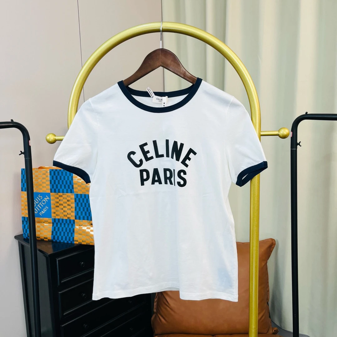 99新 Celine/思琳 白色胸前凯旋门大logo短袖 M码 99新