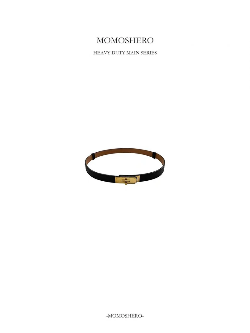 Momoshero【kelly腰带】首选开模定制18mm拿捏造型头层牛皮钢扣腰带