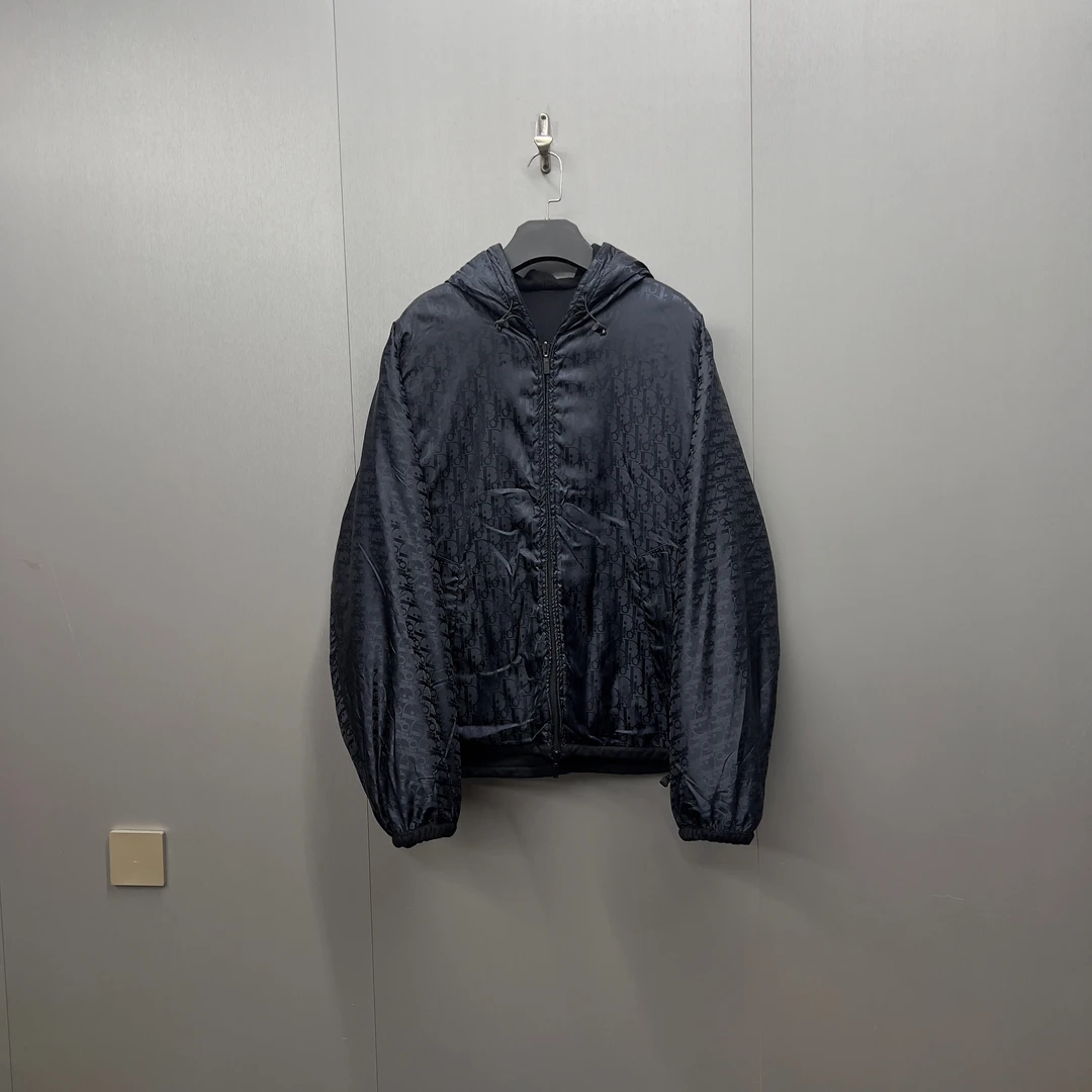 99新 DIOR/迪奥 满Logo重磅刺绣两面穿拉链夹克外套/12336/XL码