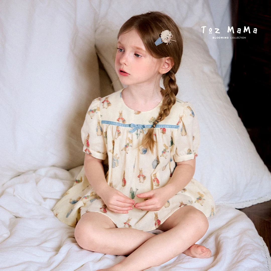 Toz Girls豆几妈5/16彼得兔联名纱布家居服女童上衣短裤两件套夏