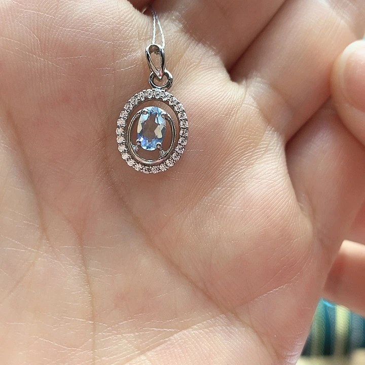 海蓝宝石吊坠(赠链)银S925镶嵌