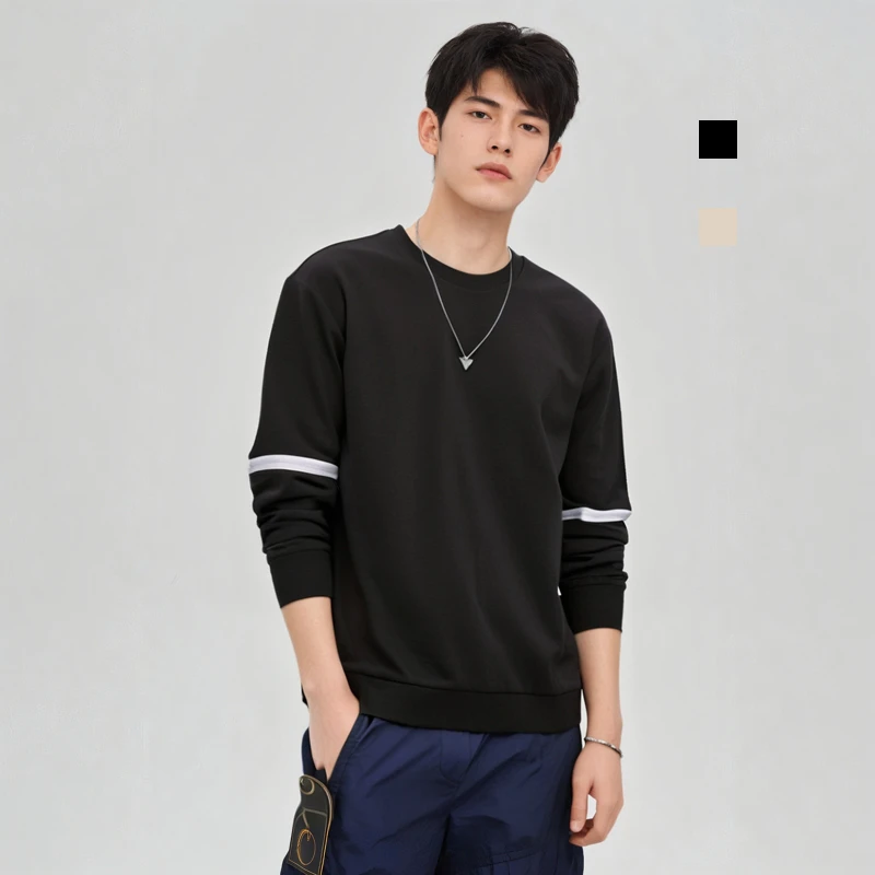 F1866男女装纯色圆领微弹宽松长袖卫衣 FE66M