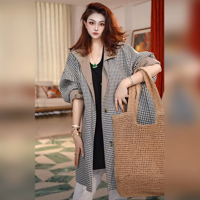 【Linda姐高端线】秋冬时尚高档气质格子双面穿外套AW4WDW0559