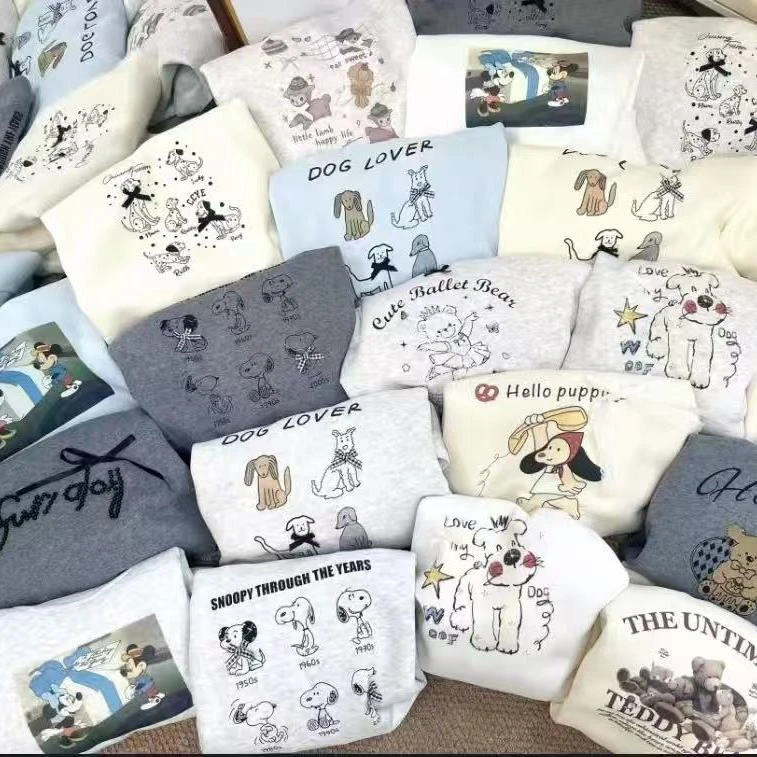 【051-088常规/加绒】卡通印花卫衣男女2025新款宽松百搭保暖长袖