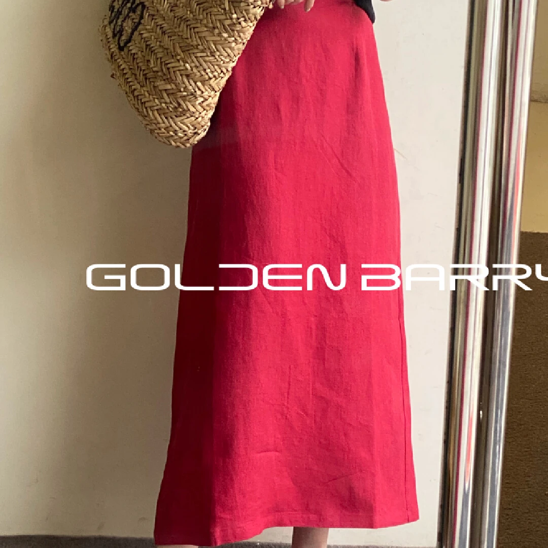 【返季福 利】310066麻料长款半裙