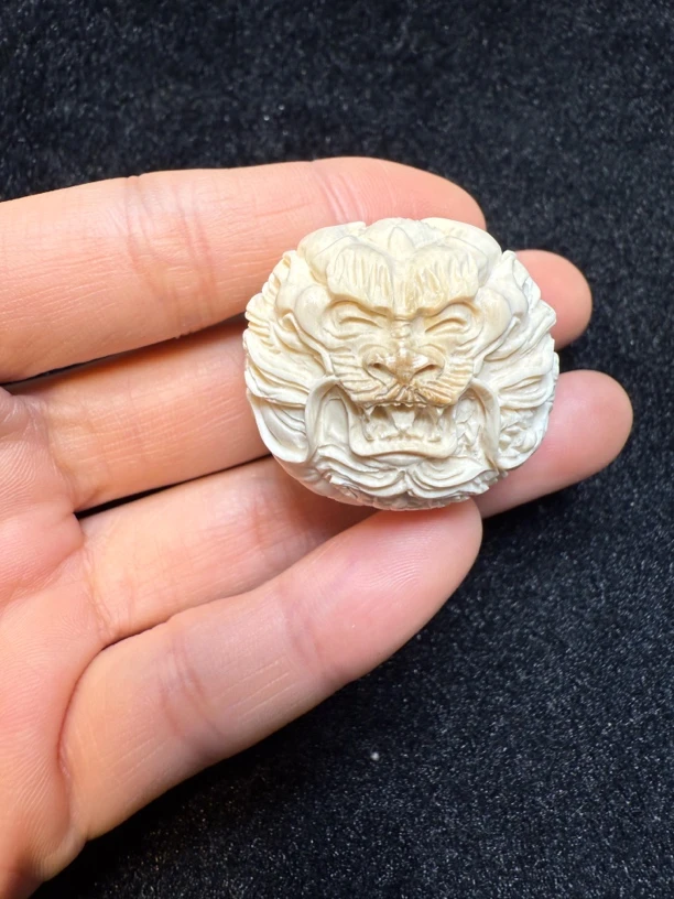 D2117天然猛犸牙龙珠单珠配珠手把