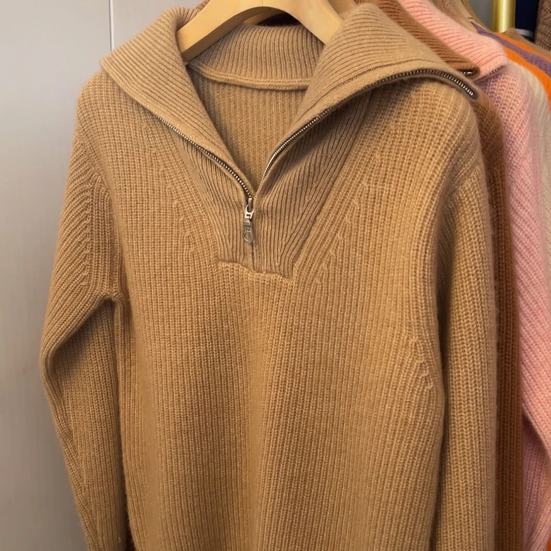 基础 半拉链 羊绒衫